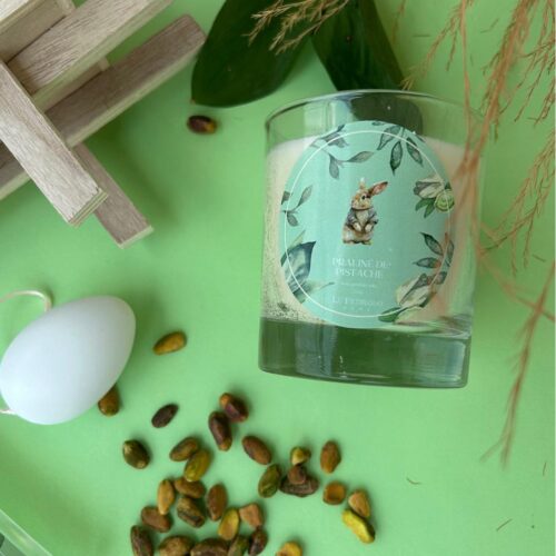 Vela Vidro Luxo 220g - Pralinê de Pistache